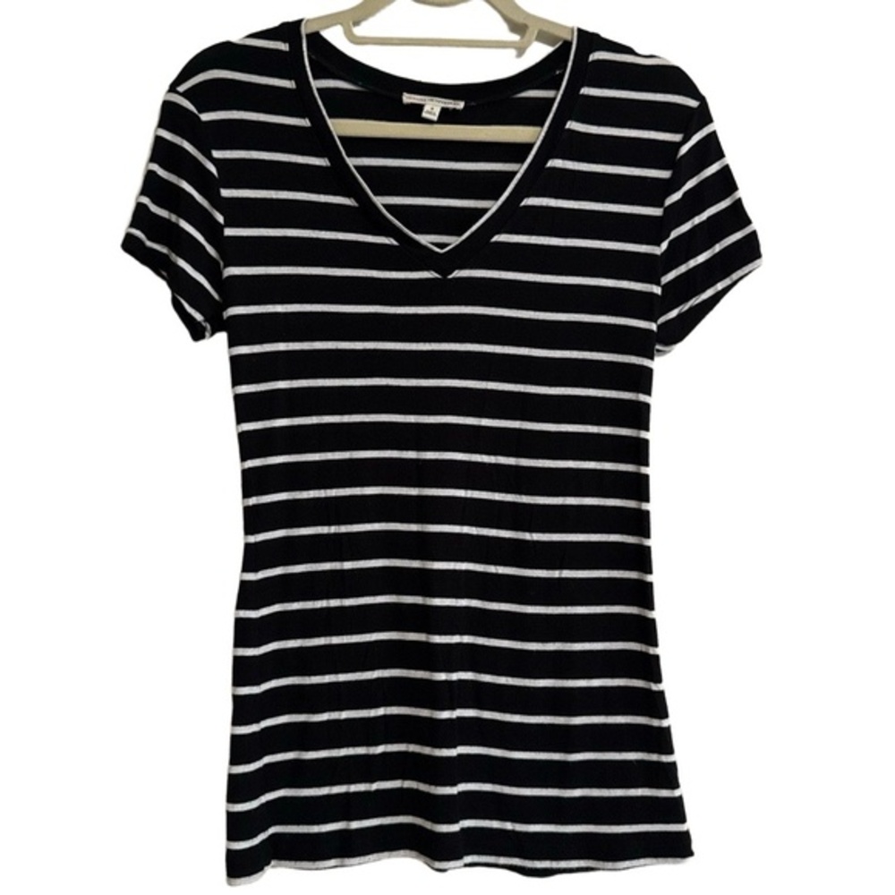 Zenana Outfitters T-Shirt Womens Small Striped V-Neck Casual Soft Knit
